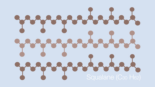 Squalane, the chemical structure in an illustrated drawing style.